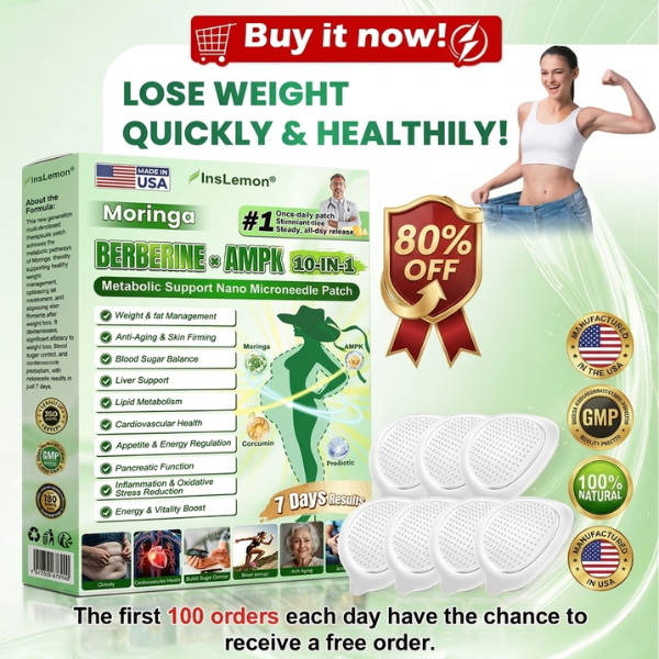 InsLemon® 10-in-1 Metabolic Support Patch - Moringa, Berberine & AMPK Visible Results in 7 Days | Advanced Nano-Microneedle Technology for Weight Management & Skin Firming.