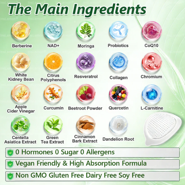 InsLemon® 10-in-1 Metabolic Support Patch - Moringa, Berberine & AMPK Visible Results in 7 Days | Advanced Nano-Microneedle Technology for Weight Management & Skin Firming.
