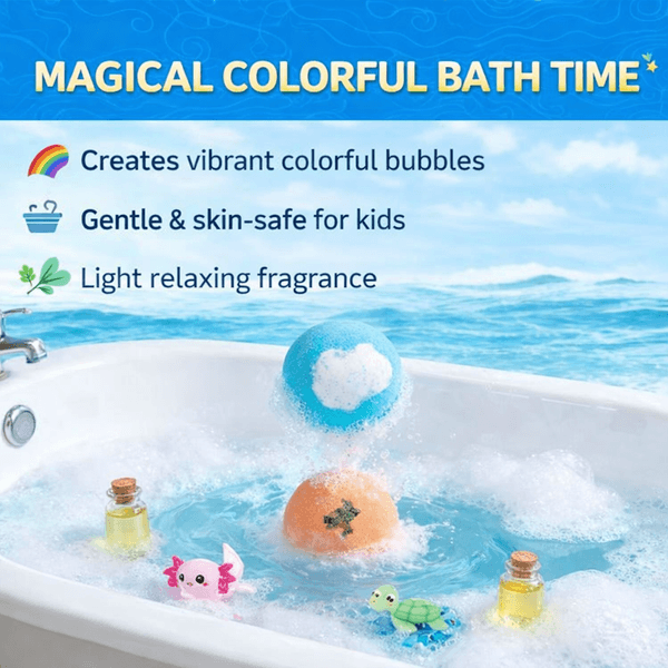 Magic Rainbow Bath Bombs for Kids with Surprise Toy Inside (6-Pack) – Organic & Skin-Safe