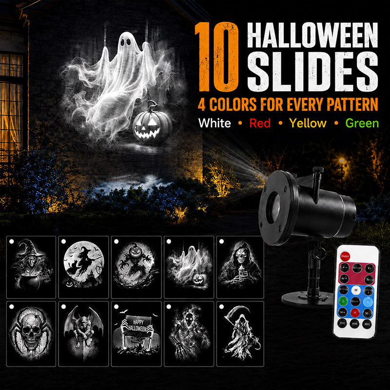 Frightlight includes 10 Halloween slides in 4 colors