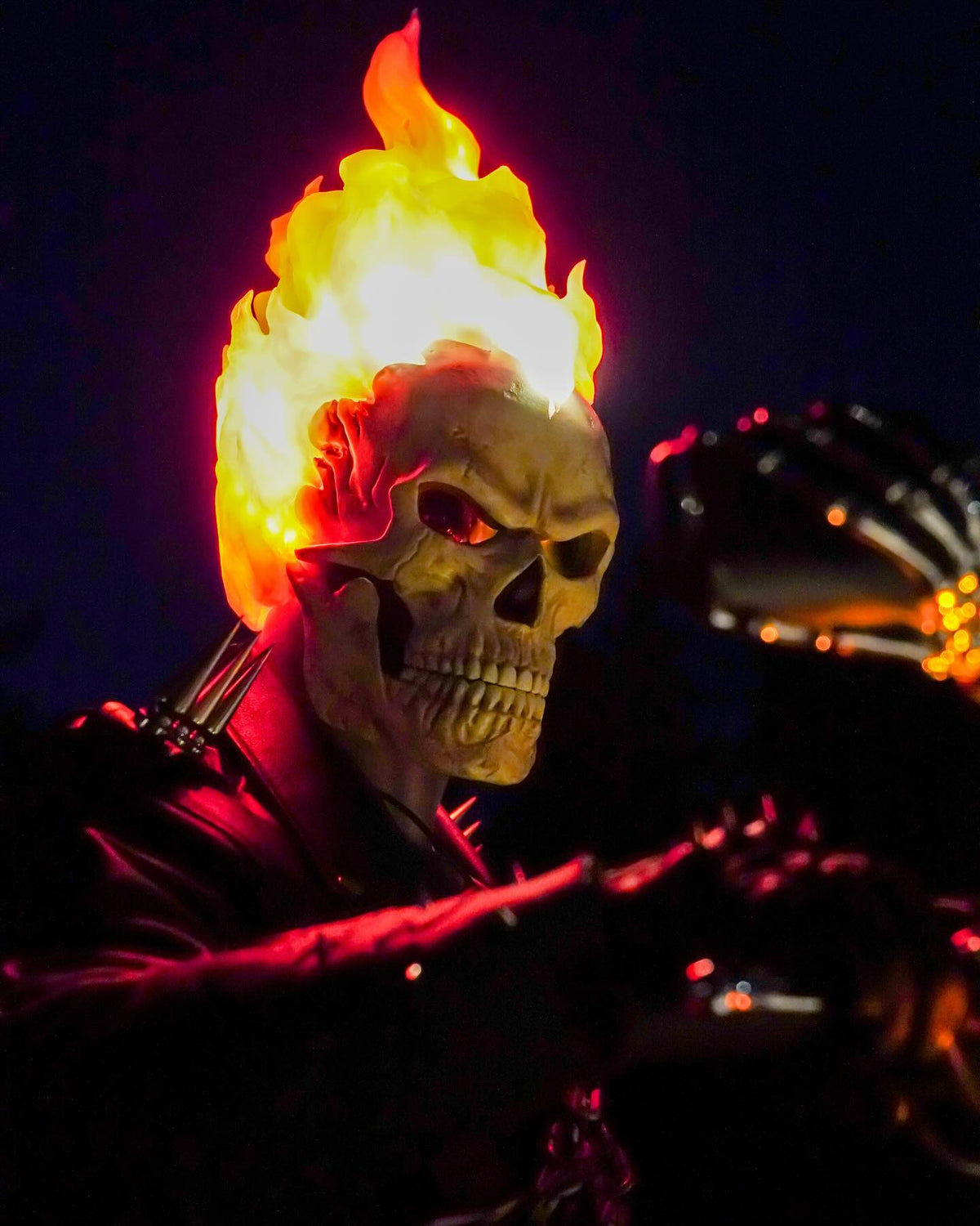 Inferno Reaper mask glowing at night