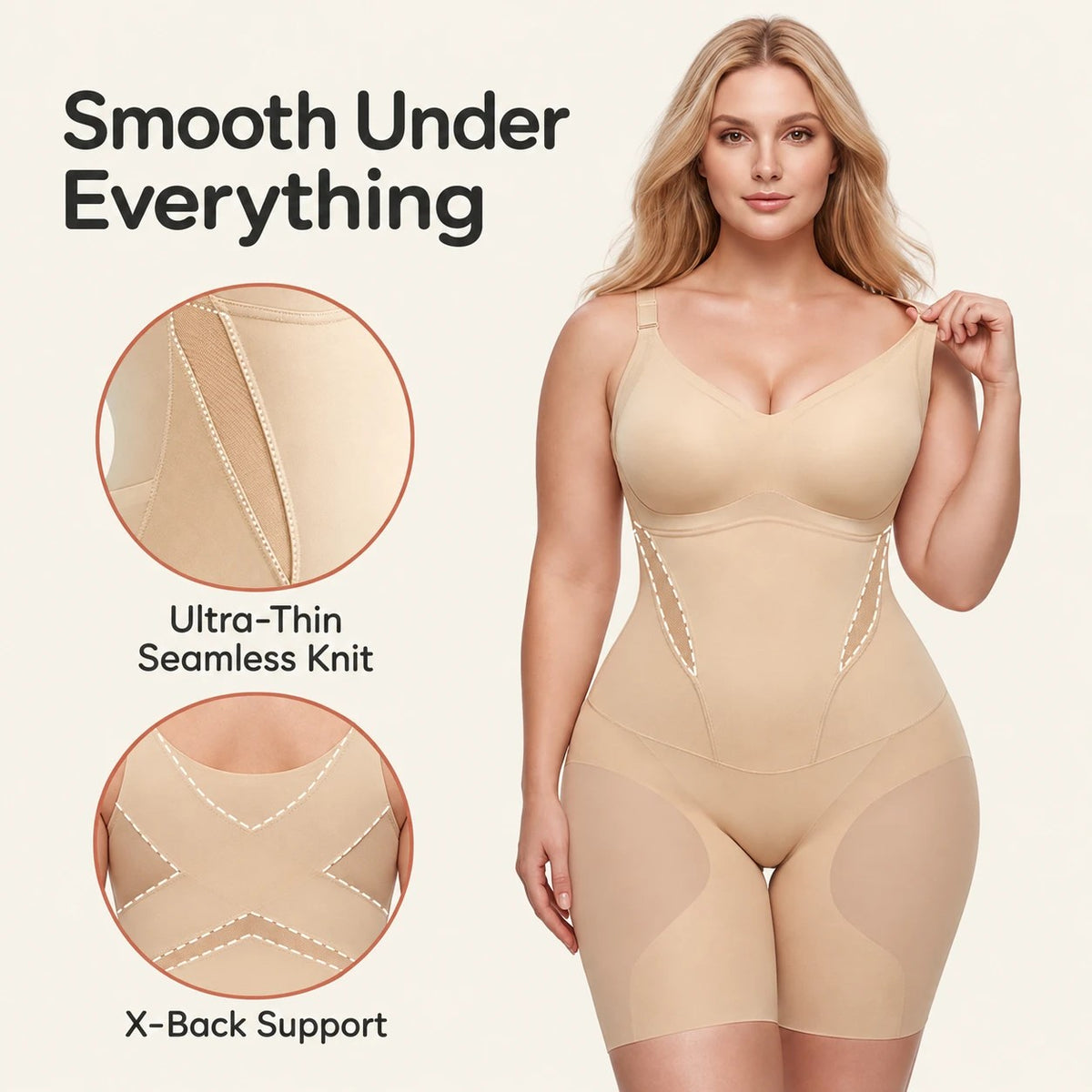 Ultra-thin seamless knit with X-back support