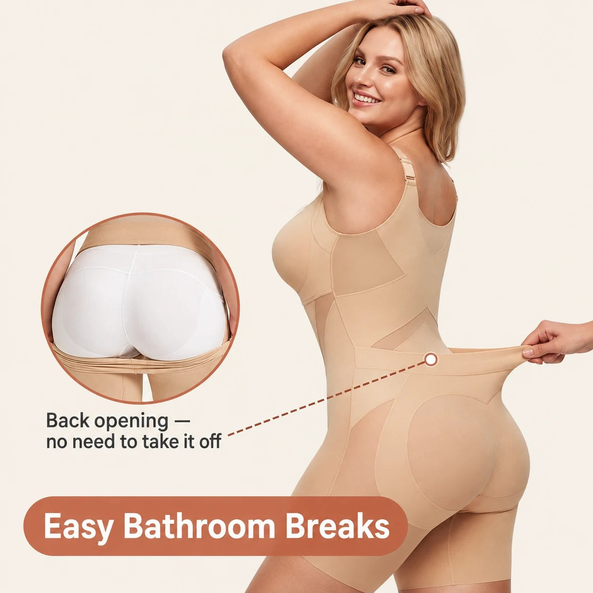 Back opening for easy bathroom breaks