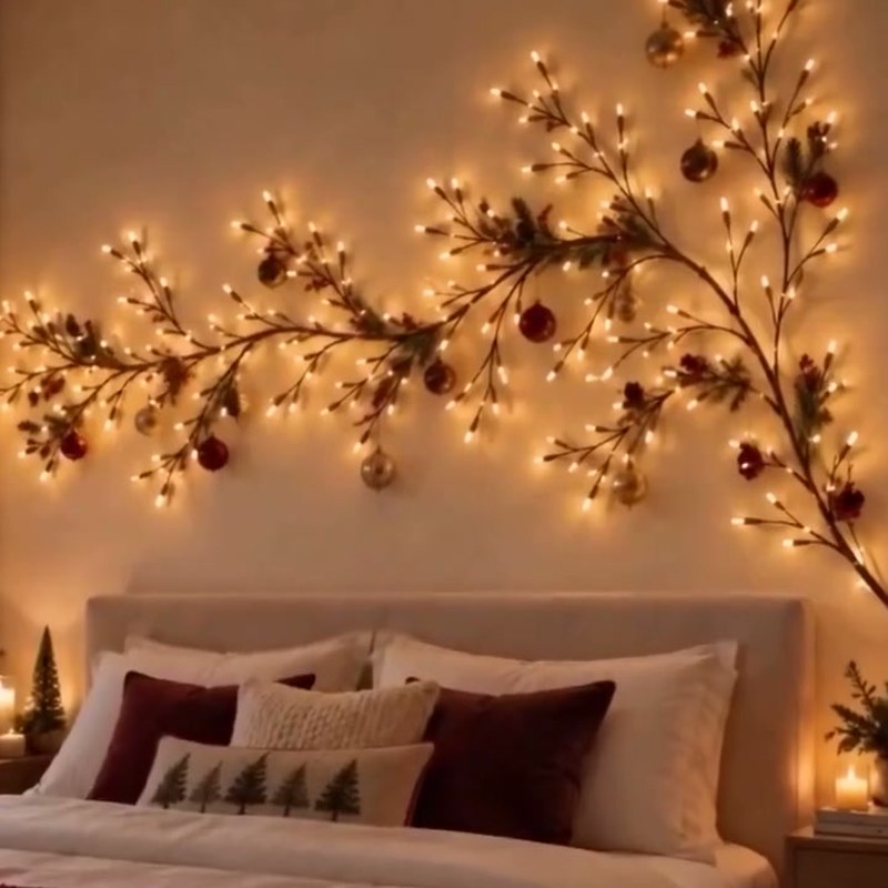 Willo above a bed as a glowing headboard